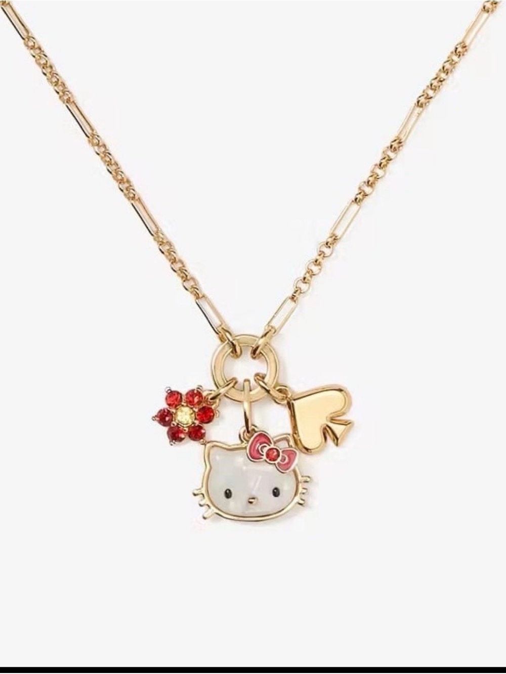 kate spade gold-tone Hello Kitty pendant necklace with red accents